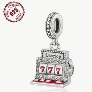 S925 Lucky 777 Slots Casino Bead Dangle Charm - Pandora Style
